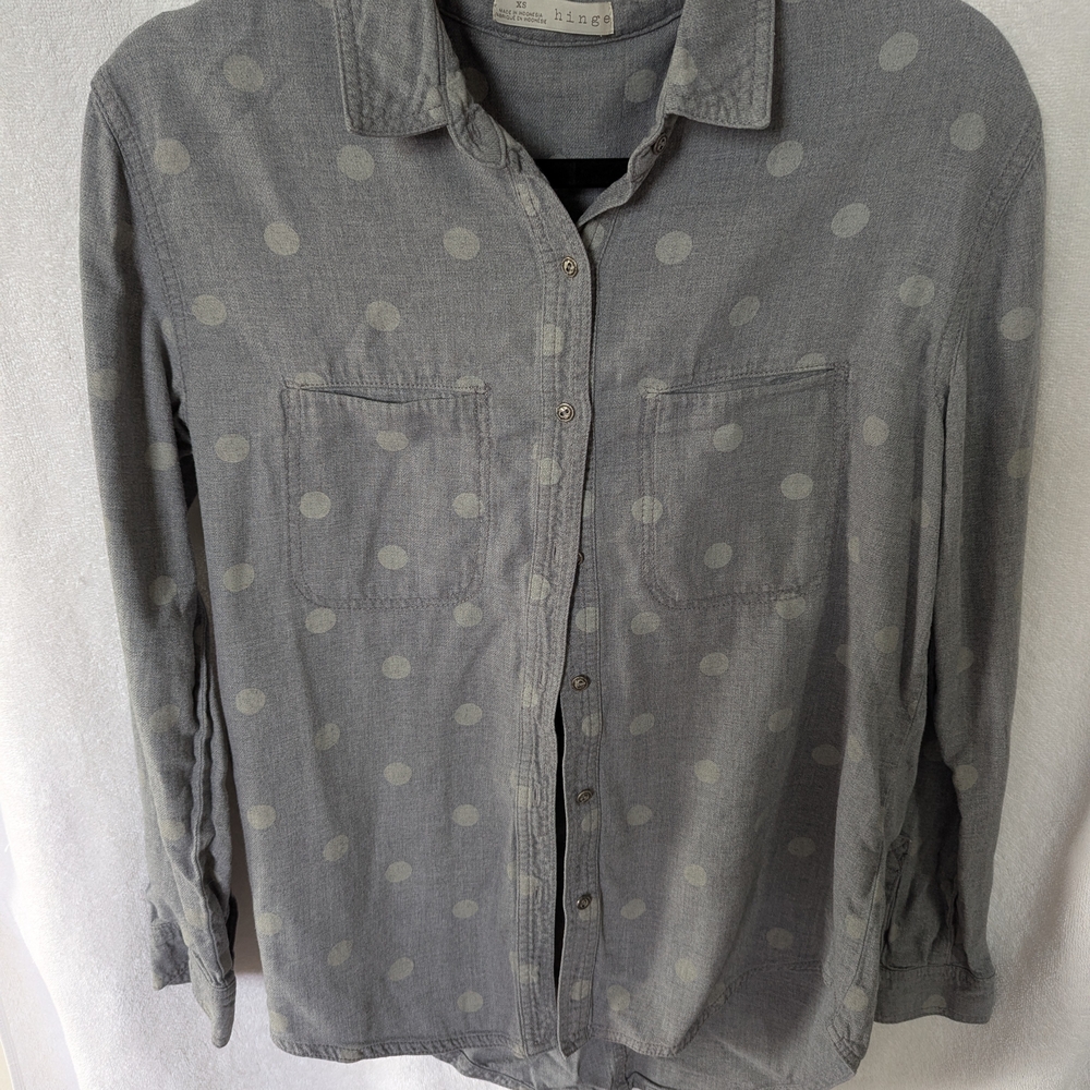 Gray Polka Dot Button-Up Shirt